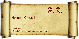 Hemm Kitti névjegykártya